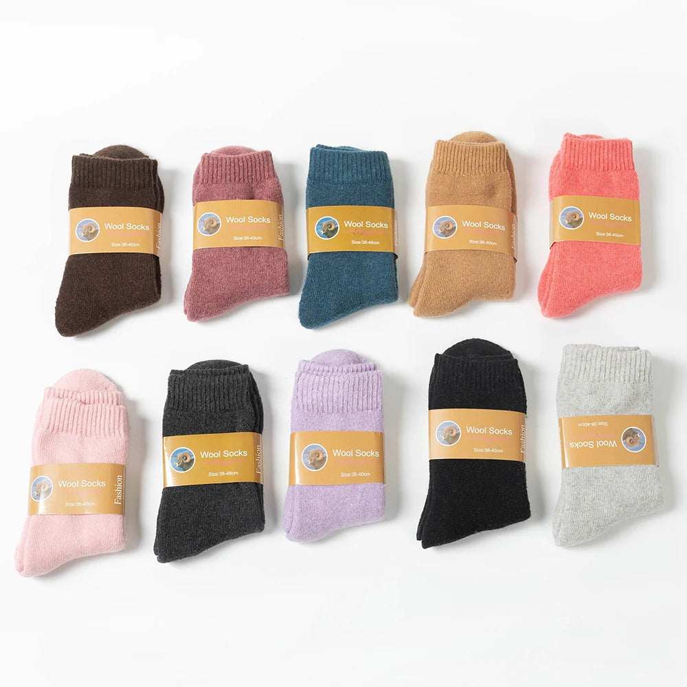 1 Pair Solid Color Wool Socks Men's Sock Women Socks Against Super Thicker Winter Socks High Quality Cold Snow Sock Merino Socks