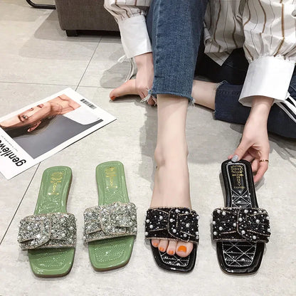 Sandales plates pour femmes, nœud papillon, style coréen féerique, semelle en caoutchouc polyuréthane, nouveauté été