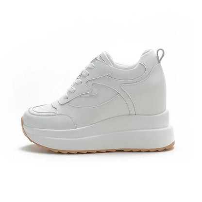 Fujin 10cm 4 inch Platform Wedge Sneakers Chunky Shoes Genuine Leather for Women Summer Shoes Autumn Walking Sneakers Fashion