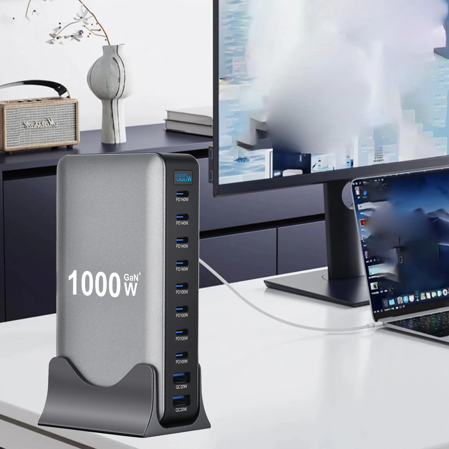 Nouveau chargeur rapide de bureau 10 ports GaN USB Type C PD3.1 PPS 1000 W pour tablettes et téléphones portables (dropshipping)