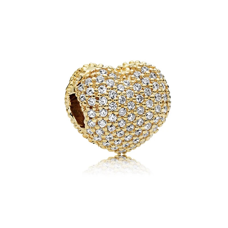 Nouvelle chaîne de sécurité plaquée or, fermoir cœur, arbre généalogique, perle breloque flocon de neige compatibles avec les bracelets européens originaux en argent 925 - Bijou à offrir