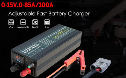 0-100V25A Lifepo4 Charger 24V48V64V72V Fast Charger Lithium Battery Charger 14.6V 100A 60A Battery Adapter Adjustable voltage