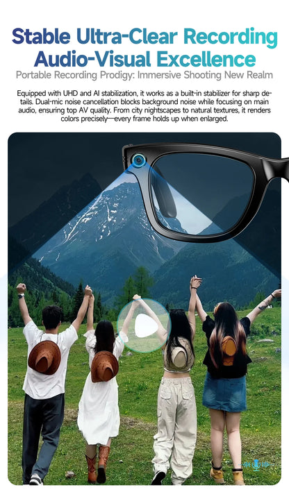 Nouvelles lunettes de soleil intelligentes : 8 millions de pixels, enregistrement vidéo, reconnaissance photo par IA, traduction des réponses, batterie 290 mAh, Bluetooth.