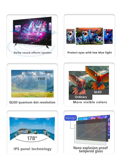 Téléviseur grand écran UHD 70 pouces (81 cm) - Disponible en 32, 43, 50, 55, 65, 75, 85, 98 et 100 pouces (81, 43, 50, 55, 65, 75, 85, 98 et 100 cm) - Compatible Android LED LCD Smart TV avec Wi-Fi