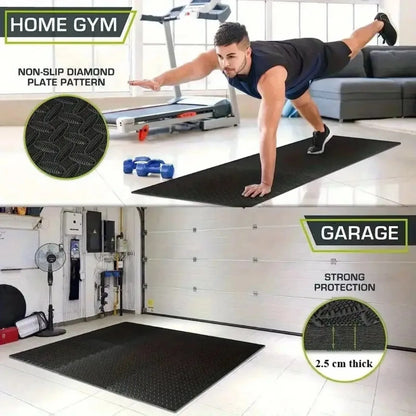 Tapis de gym emboîtable en 8 pièces, 2,5 cm d'épaisseur, antidérapant, absorbant les chocs, lavable, idéal pour le yoga, les salles de sport, les salons, les garages, etc.
