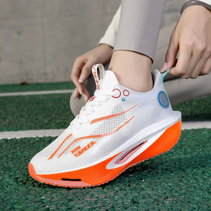 Unisex Carbon Board Running Shoes Professional Marathon Lightweight Bouncing Pad Breathable Ladies Stable Support Sports Shoes