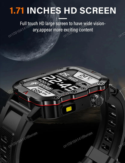 2025 Smartwatch Military Outdoor Sports Watches For Man Woman LED Flashlight Health Monitoring 1.73 inch Bluetooth Watches New