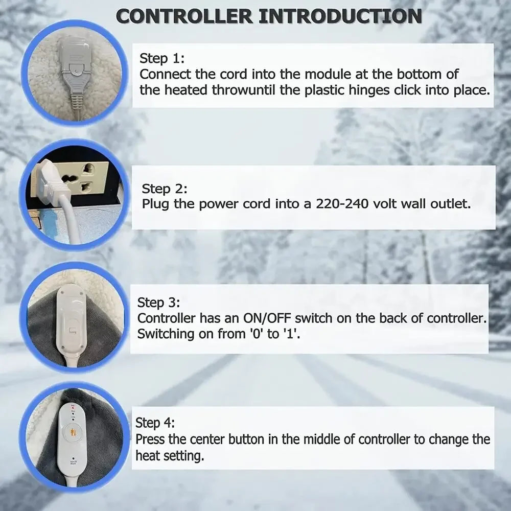 Couverture chauffante électrique sous-matelas 3 niveaux de chaleur 150x160cm pour couvertures électriques de lit