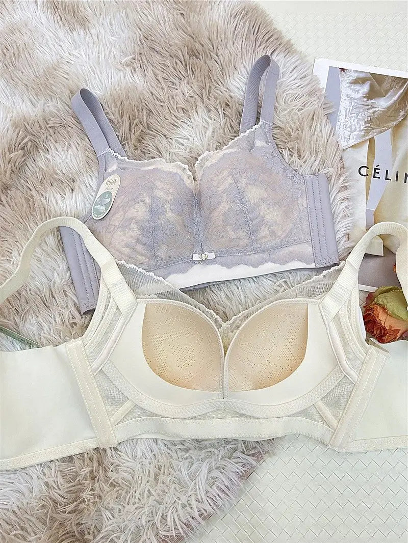 Victoria Style Lace Bra Large Chest Minimizer Ultra Thin Cup Wireless Comfort Push Up Sexy Lingerie Seamless No Underwire MOYISU