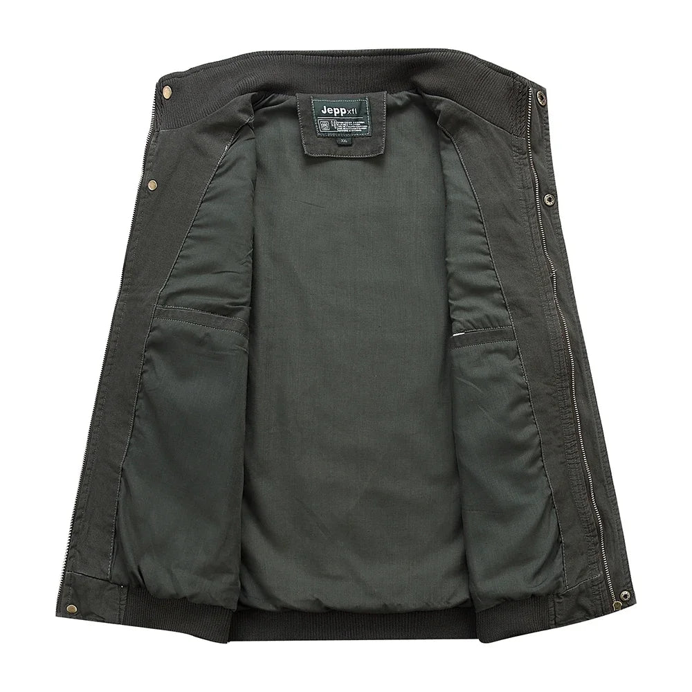 Men Multi Pockets Cotton Vests Big Size XL-5XL Male Sleeveless Jackets Spring Autumn Fishing Vests Photography Collar Waistcoats