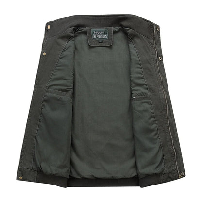 Men Multi Pockets Cotton Vests Big Size XL-5XL Male Sleeveless Jackets Spring Autumn Fishing Vests Photography Collar Waistcoats