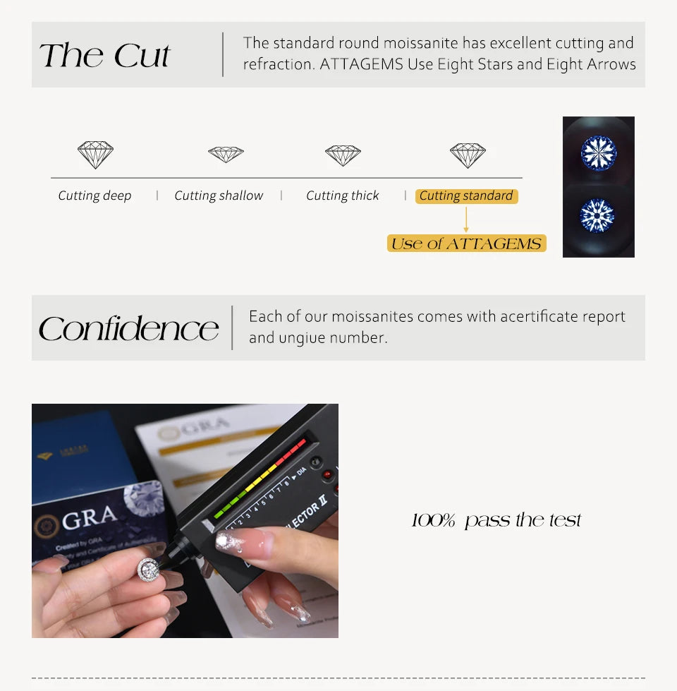 ATTAGEMS New Trends Moissanite Eternal Rings for Women S925 Sterling Silver D VVS1 Diamond Elegant Engagement Bands Fine Jewelry