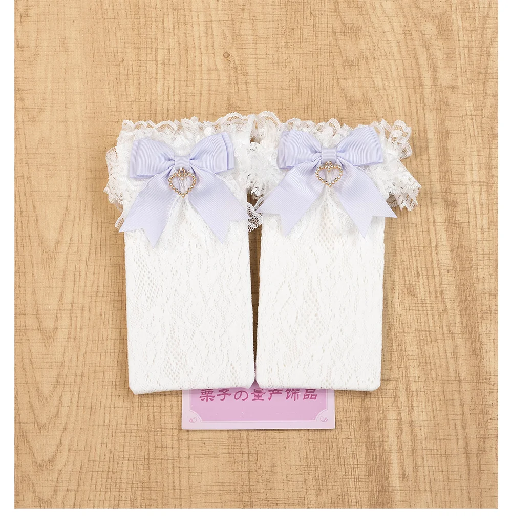 JK Lolita Lace Stockings Bow Knot Sweet Socks Female Long Stocking Teen Uniform Calf Socks Student Cute JK Socks