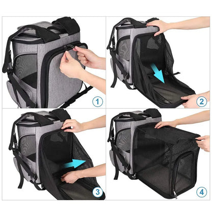 Pet Supplies Out Puppy Backpack Expandable Pet Bag Large Capacity Breathable Portable Cat Backpack Foldable Dog Bag