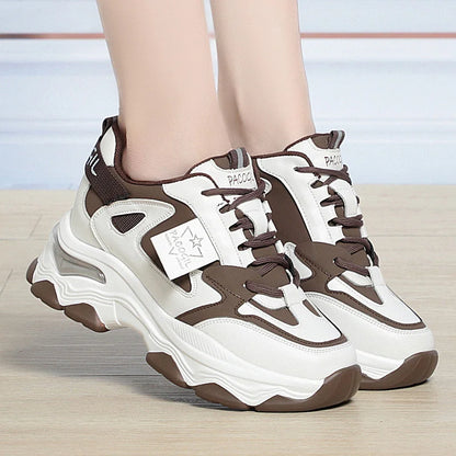 Spring Height Increasing Round toe Versatile Women Platform Causal Shoes Fashion Breathable Sport Designer Sneaker