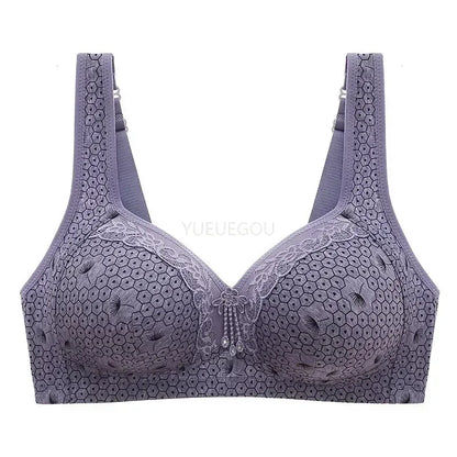Plus Size Push Up Bra for Women - Adjustable Straps Lace Trim, Full Coverage Comfortable Support Underwire Bra for Big Bust