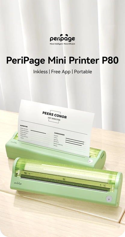 PeriPage P80 Portable Printers Wireless for Travel, Bluetooth Mobile Printer Portable Compatible with Phone & Laptop