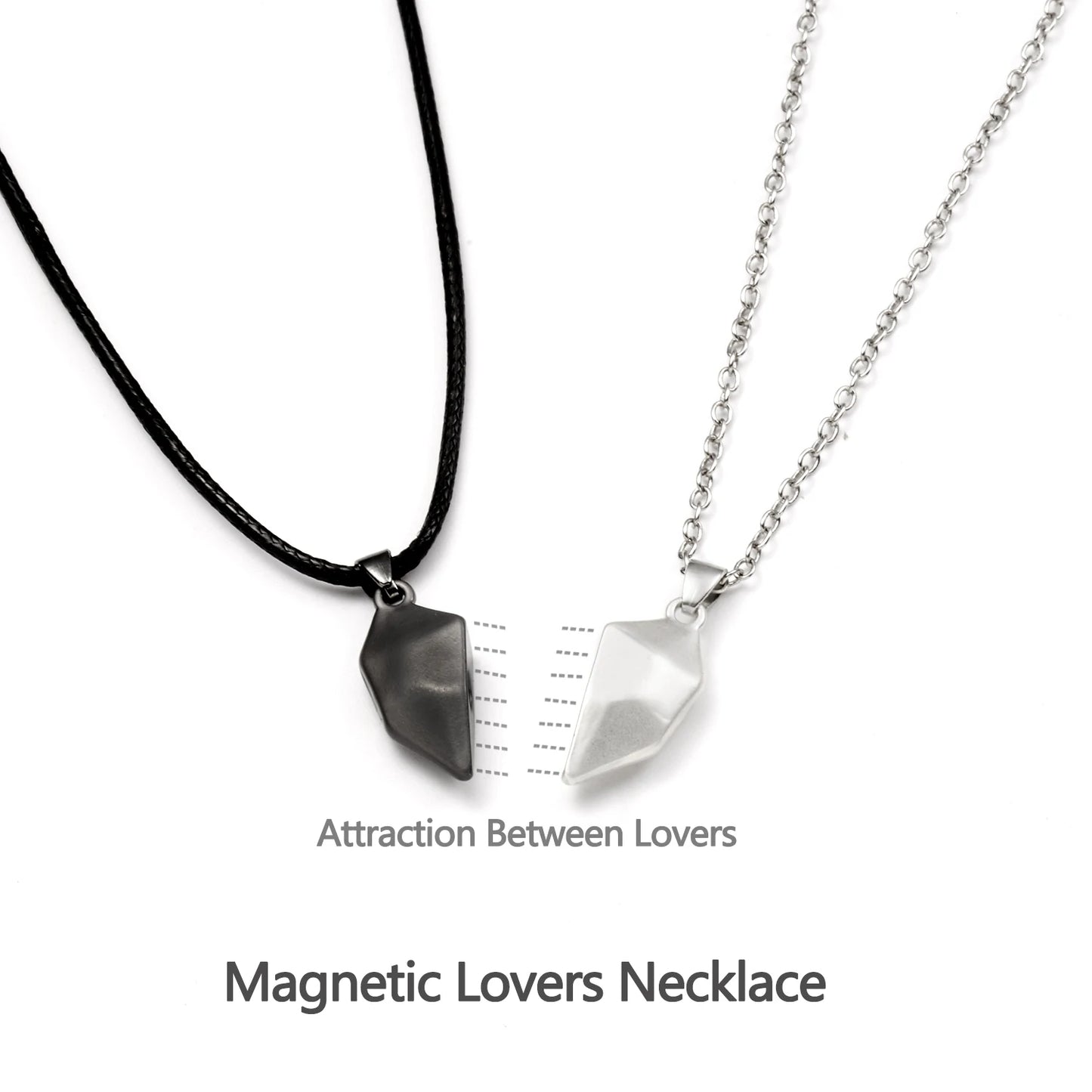 2PCS/SET Couple Necklaces Attarction Between Lovers Heart Magnetic Pendant Necklace For Women Valentine's Day Anniversary Gifts