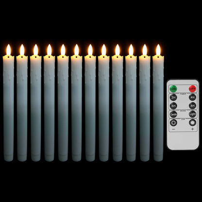 Lot de 6 ou 12 bougies coniques ivoire sans flamme à LED, effet scintillant, avec télécommande, mèche 3D, fonctionne sur piles, décoration de Noël, fenêtre ou mariage