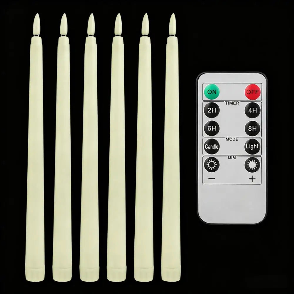 Pack of 6 Remote Control LED Decorative Candle Light Battery Operated Flameless Electronic Home Party Wedding Candle With Timer