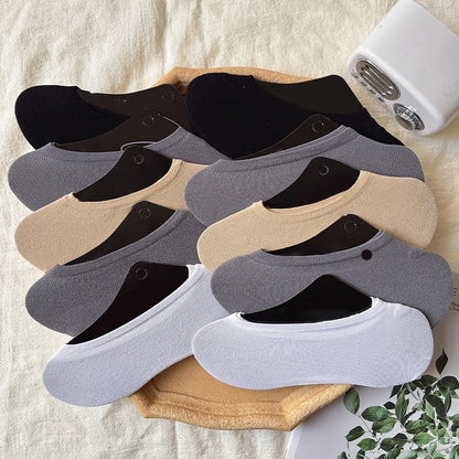 10 Pairs Random Men & Women Invisible Socks Non-slip Low Cut Boat Socks Breathable Cotton No Show Socks