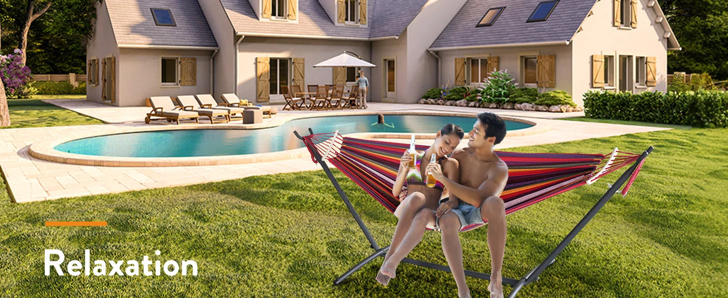 Hamac Gyroor avec support réglable - Lit hamac élégant avec sac de rangement, capacité de 272 kg