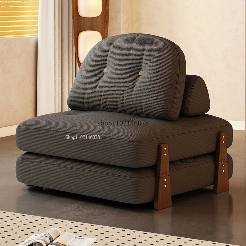 Nordic Home Lazy Sofa Small Apartment Fabric Sofas Living Room Tofu Block Module Combination Sofa Bed Dual-purpose Cream Tatami