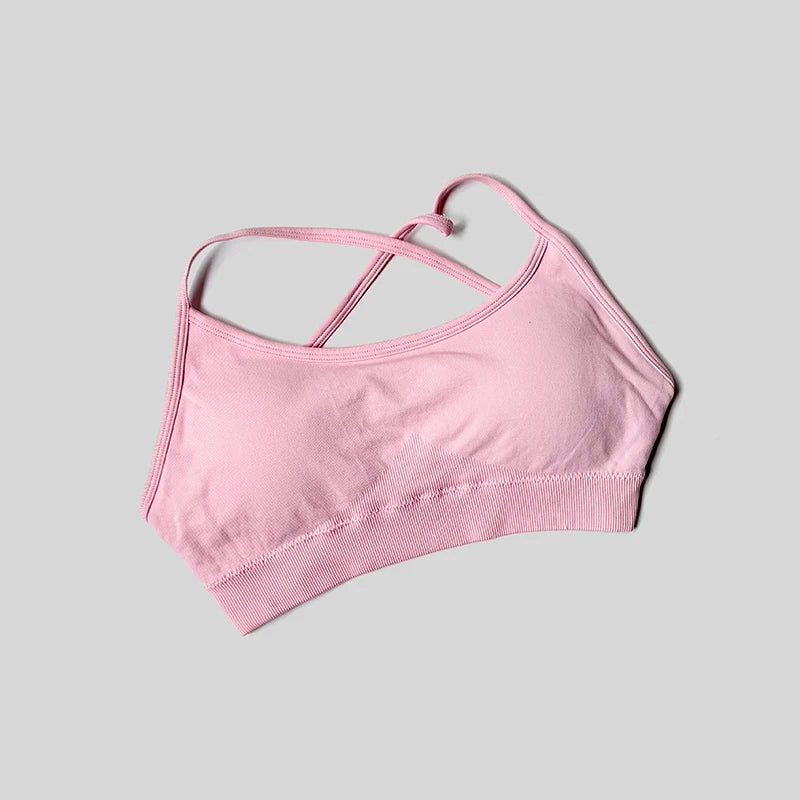 Sexy Backless Impact Strappy Bra Top Women High Support Thin Sport Seamless Bras Scrunch Sports Workout Fitness Tank
