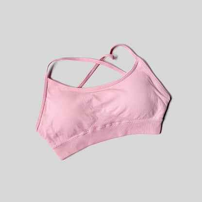 Sexy Backless Impact Strappy Bra Top Women High Support Thin Sport Seamless Bras Scrunch Sports Workout Fitness Tank