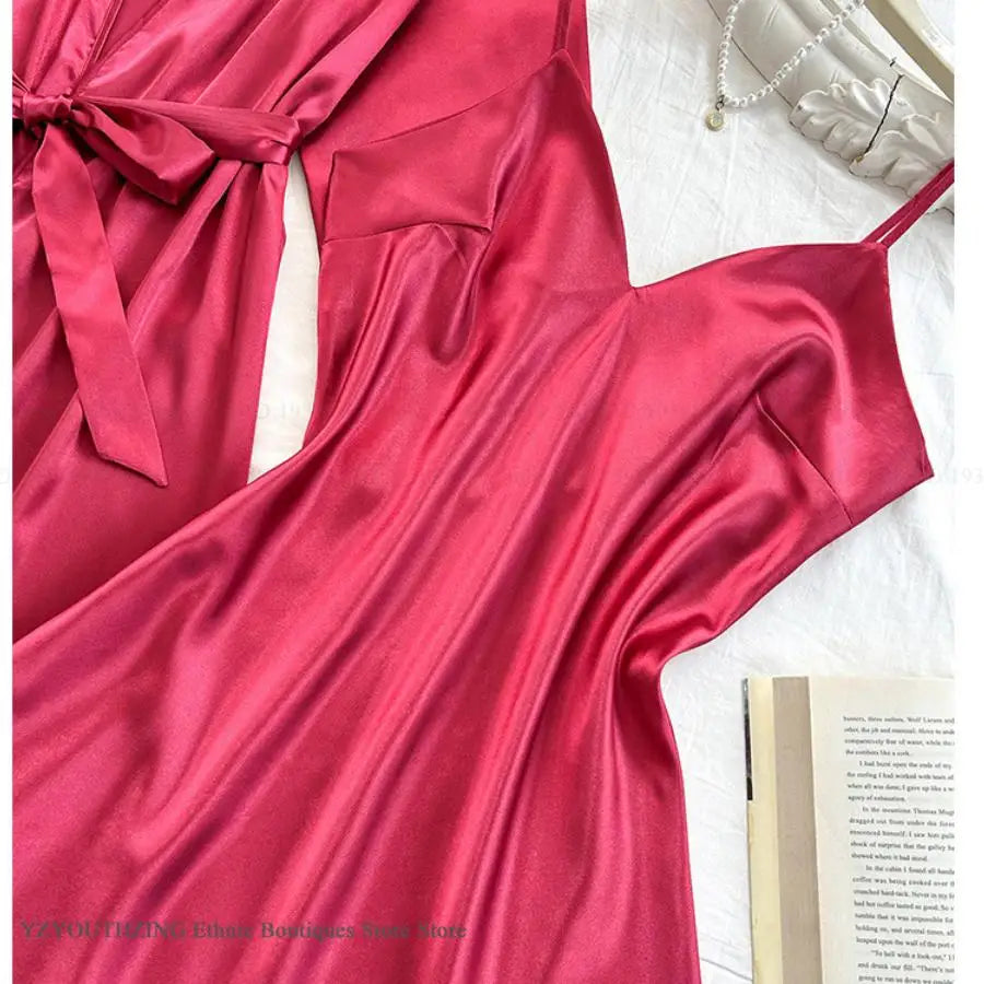 Bride Wedding Robe Dress Suit Women Rayon Bathrobe Gown Sleep Set Summer Homewear Sleepdress Casual Kimono Sleepwear Nightgown ﻿