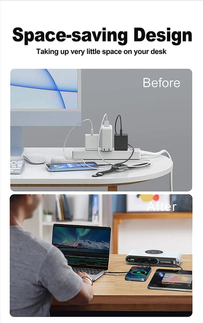 New 72W Multifunction Charger Wireless Charger 4-Port PD+QC USB Type-C Quick Charger Home Travel Office Convenient For Phone