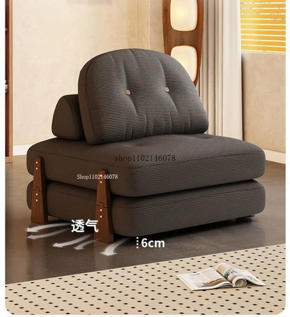 Nordic Home Lazy Sofa Small Apartment Fabric Sofas Living Room Tofu Block Module Combination Sofa Bed Dual-purpose Cream Tatami