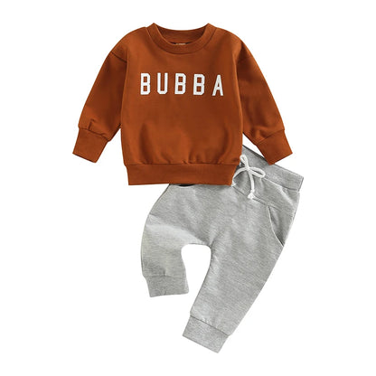 0-3Y Baby Boys Autumn Winter Clothes Set Kids Long Sleeve Letter Print Pullover Tops Sweatshirt Pants Toddler Casual Outfits