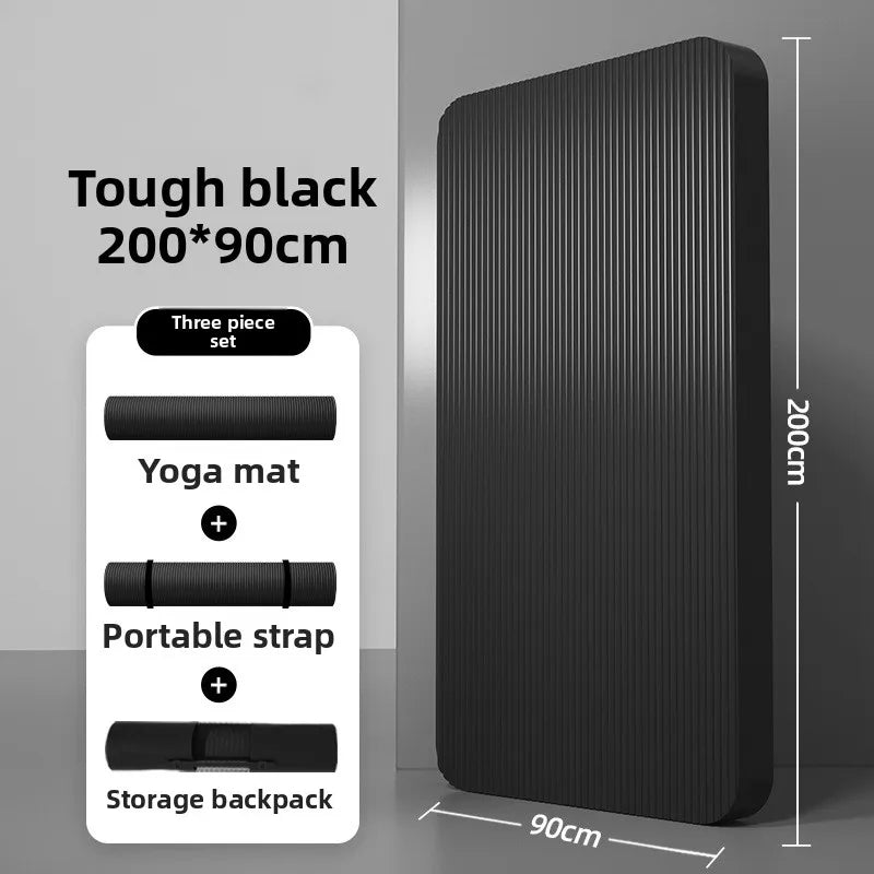 Tapis de yoga pour homme, 20 mm d'épaisseur, allongé et élargi, antidérapant, idéal pour l'exercice, couleur unie, en NBR.