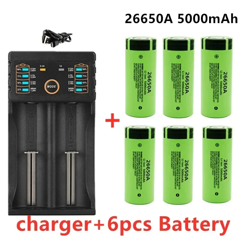 *-high-quality 26650 battery 5000mAh 3.7V 50A lithium-ion rechargeable battery, suitable for LED flashlights+chargers and DIY*.;