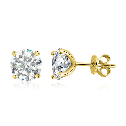 Boucles d'oreilles puces en moissanite TY 0,1-2 carats pour femme, en or rose, style classique et scintillant, serties de diamants de laboratoire, et montées sur argent pur 925.