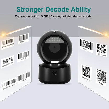 Scanner de codes-barres de bureau NETUM A5 2D, omnidirectionnel, mains libres, filaire USB, grand format, lecture de codes-barres 1D et QR sur écran