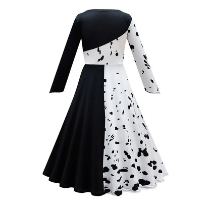 Robe de sorcière noire et blanche pour enfants, chien loyal, vêtements Kuira, robe longue, perruque Everak, performance d'Hall