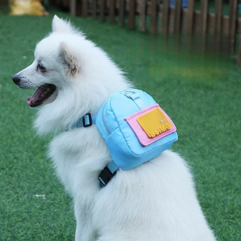 Pet Self Backpack Pet Self-backpack Cartoon Dog Chest Small Schoolbag Cat Dog Outdoor Travel Dog Backpack Pet Supplies Wholesale