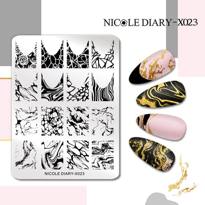 NICOLE DIARY Rose Flower Nail Stamping Plates Image Template Valentine's day Love Heart Printing Stencil Nail Art Manicure Tools