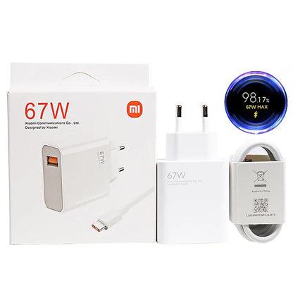 Xiaomi Charger 67W EU Original Fast Charge Power Adapter 6A Type C Cable For Xiaomi 12 11 POCO X5 X4 Pro Redmi Note 9 10 11 Pro