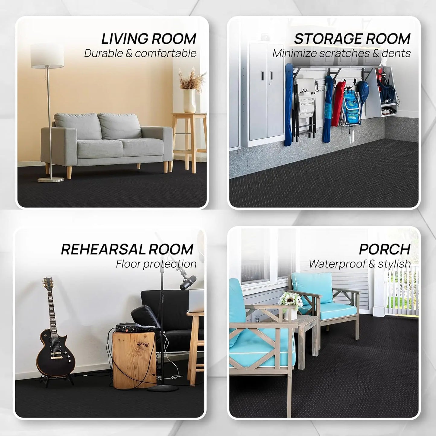 Tapis de gym emboîtable en 8 pièces, 2,5 cm d'épaisseur, antidérapant, absorbant les chocs, lavable, idéal pour le yoga, les salles de sport, les salons, les garages, etc.