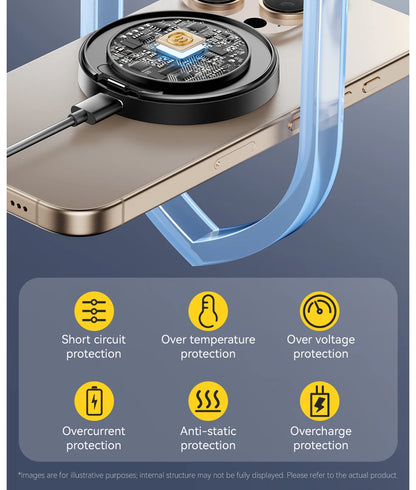 Essager Magnetic Wireless Charger With Holder 15W Fast Charging For iPhone16 15 14 13Pro Max Airpods Mini Wireless Phone Charger