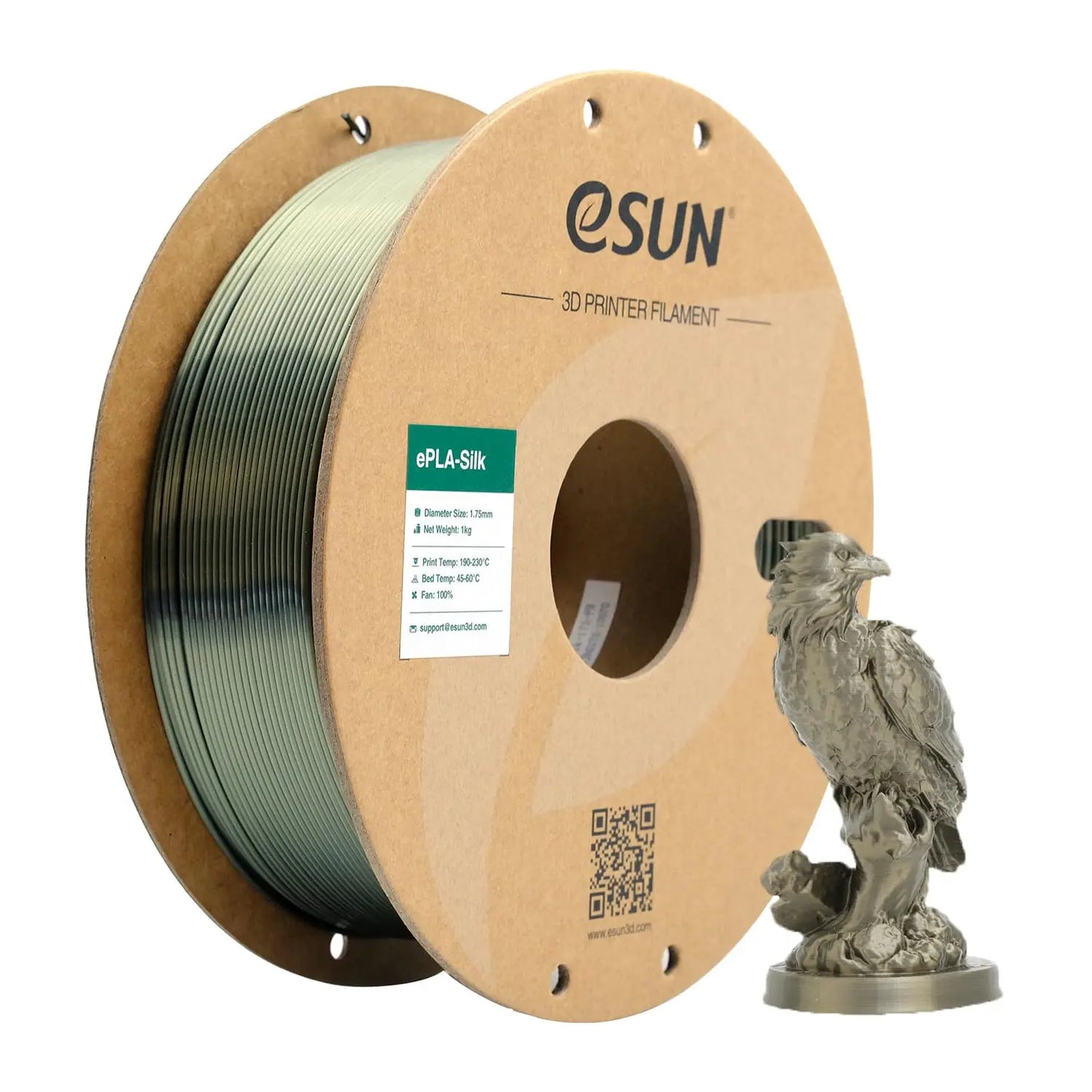 eSUN Silk PLA Filament 1.75mm Silk PLA 3D Printer Filament 1KG (2.2 LBS) Spool 3D Materials for 3D Printers DIY Artwork Printing