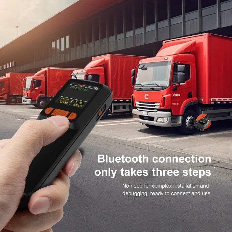 Scanner de codes-barres portable sans fil Bluetooth 2D QR 1D avec écran LCD pour smartphone, ordinateur et terminal de point de vente