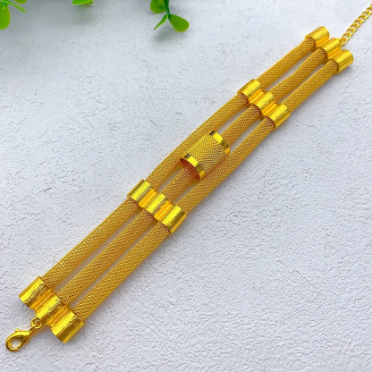 Luxury Ethiopian Multilayer 24k Gold Color Jewelry Set  For Women Wedding Dubai Necklace And Earrings Sets Indian Bridal