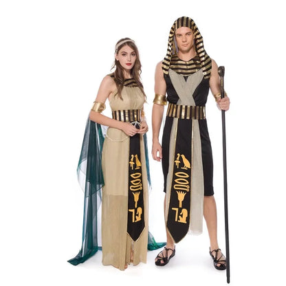 Robe Cosplay pour Couple, Costume de fête de carnaval antique égyptien, paon cléopatra, Halloween, médiéval, King, Queen, déesse