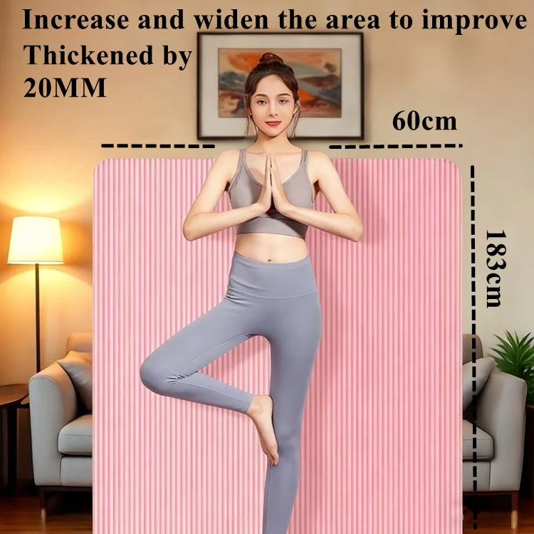 Tapis de yoga épais 183 x 60 cm, antidérapant, en mousse de 20 mm pour un confort optimal, idéal pour le yoga, le Pilates et la gymnastique.