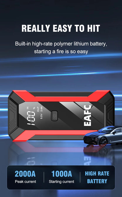 EAFC 12V  Car Jump Starter Power Bank Portable Car Battery Booster ChargerStarting Device Auto Emergency Start-up Lighting