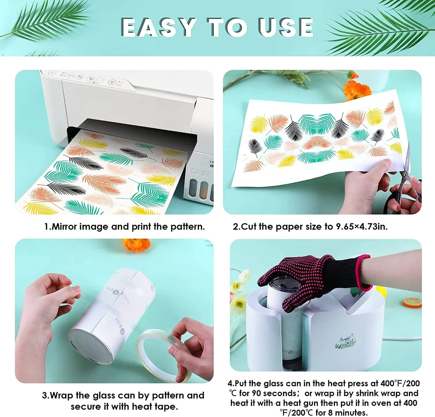 HTVRONT Lot de 8 gobelets à sublimation en verre dépoli/transparent de 473 ml (16 oz) avec couvercle en bambou - Gobelets vierges à sublimer soi-même pour café glacé